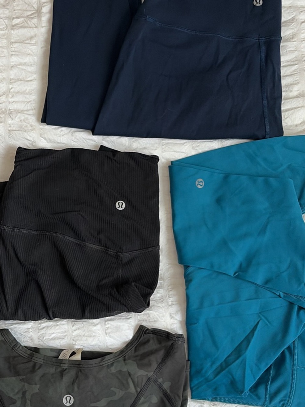 lululemon athletica navy, black, teal, gray workout tops